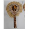 Image 3 : Qty 2 Hand-Woven Fans Approx. 9" x 14"L