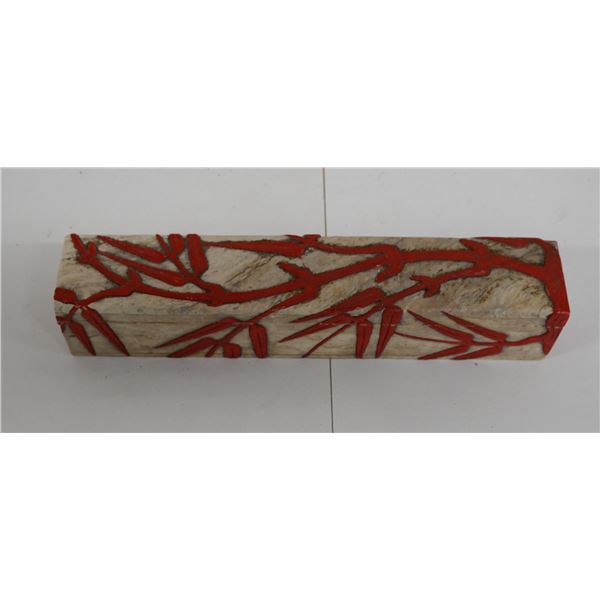 Long Marble Box w/ Hinged Lid 10" x 2" x 2"H