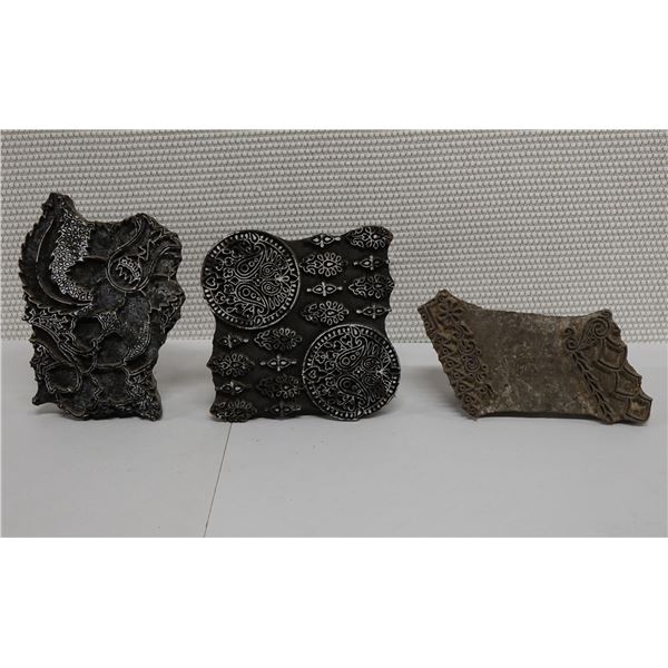 Qty 3  Hand Carved Wooden Printing Blocks for Artwork, Misc Sizes