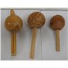 Image 1 : Qty 3 Carved Maracas Gourds Percussion Rattle Instruments, Misc Sizes