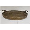 Image 1 : Carved Metal Serving Tray w/ Floral Design & 2 Handles 19" x 13" x 2"H