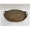 Image 2 : Carved Metal Serving Tray w/ Floral Design & 2 Handles 19" x 13" x 2"H
