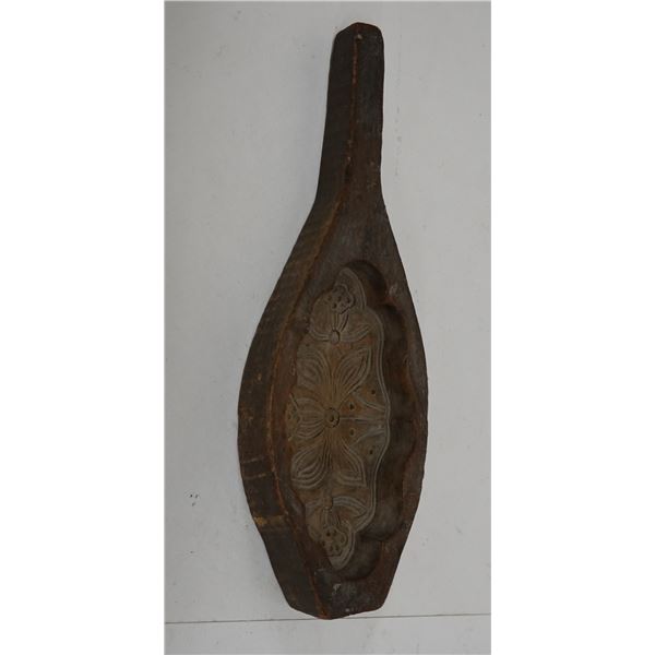 Vintage Hand-Carved Wooden Chinese Cookie Mold from Honolulu Academy of Arts 9.5" x 3.5" x 1"H