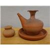 Image 1 : Thai Earthenware Kendi Water Vessel on Base & Small Jar, Misc Sizes