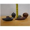 Image 14 : Qty 6 Small Carved Figurines: Fruit, Leaves, Scoop, etc Misc Sizes