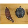 Image 4 : Qty 6 Small Carved Figurines: Fruit, Leaves, Scoop, etc Misc Sizes