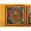 Image 2 : Qty 3 Yarn Folk Art on Wood, Signed by Artist 8" x 8"