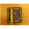 Image 9 : Qty 3 Yarn Folk Art on Wood, Signed by Artist 8" x 8"