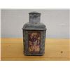 Image 2 : Chinese Metal Tea Caddy w/ Painted Side Panels & Lid 3.5" x 3.5" x 6.25"H