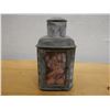 Image 3 : Chinese Metal Tea Caddy w/ Painted Side Panels & Lid 3.5" x 3.5" x 6.25"H