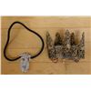 Image 1 : Ceremonial or Tribal-Style Necklace & Carved Crown Headpiece, Misc Sizes