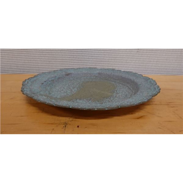 Carved Metal Platter w/ Scalloped Edges 13" Dia, 1.5"H