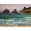 Image 2 : Original Painting on Canvas, Lanikai Heavenly Water by Artist M. Pisciotta, 36" x 25" Framed