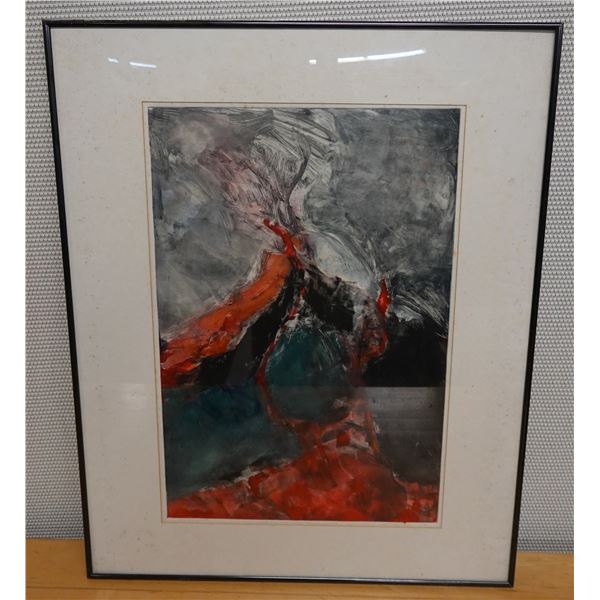 Na Wahine Volcano Abstract Artwork '72, Framed & Matted 26" x 33"
