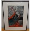 Image 1 : Na Wahine Volcano Abstract Artwork '72, Framed & Matted 26" x 33"