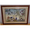 Image 1 : Bird Artwork w/ Maker's Stamp, Framed & Matted