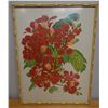 Image 1 : Flame Tree Floral Artwork  by Artist L. Sexton in Bamboo Motif Framed 30" x 40"