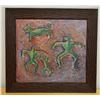 Image 1 : Abstract Multi-Figure Artwork (cracking), Wood Framed 28" x 26"