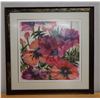 Image 1 : Summer Poppies Floral Artwork, Numbered 14/45  by Artist Jenn '94 (?), Framed & Matted 35" x 35"