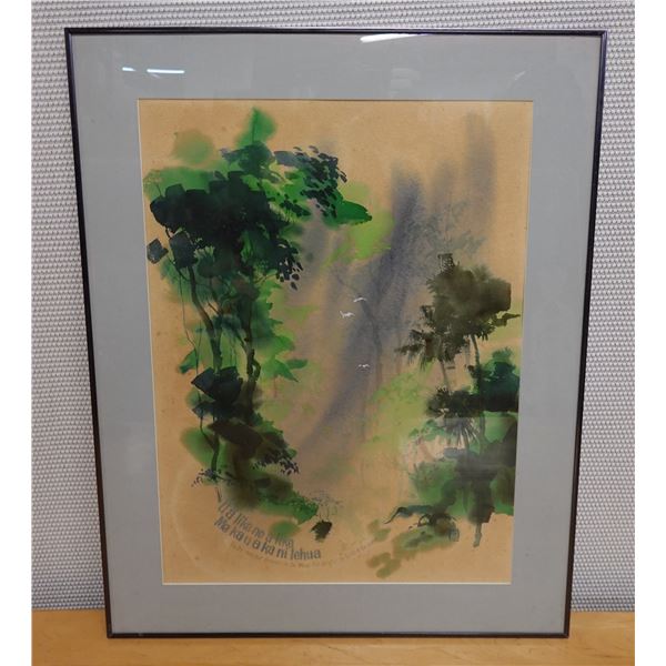 Ua like no a Makau aka ni Lehua Artwork, Stamped CW, Framed & Matted 24" x 31"