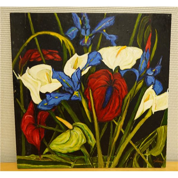 Floral Artwork, Unframed  24" x 24"