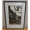 Image 1 : Marie le Reçoit Artwork Stamped Jean Charlot Estate, Framed & Matted 17" x 25"