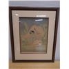 Image 9 : Sheltering from Rain Artwork, by Paul Jacoulet, Wood Framed 20" x 25"
