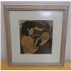 Image 1 : Girl w/ Breadfruit Artwork, Framed & Matted 18" x 19"
