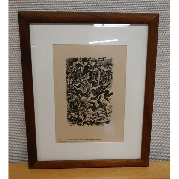 Polynesian Gods Battle Artwork, Wood Framed & Matted 18" x 22"