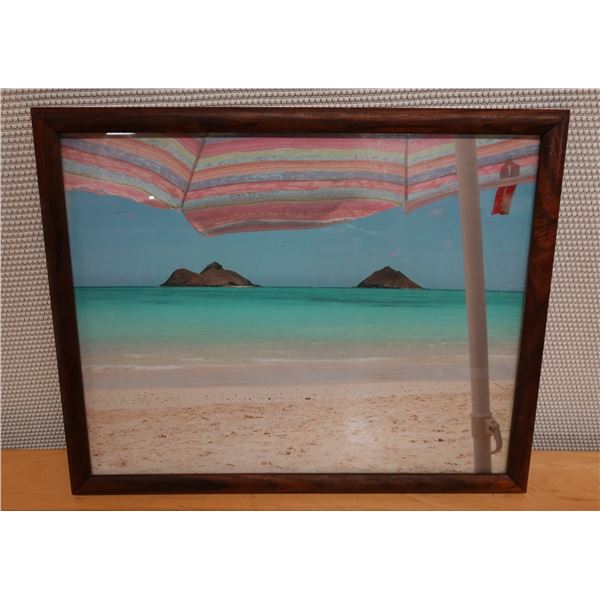 Mokulua Islands Artwork, Wood Framed 22" x 18"