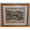 Image 1 : Abstract Animal Artwork, Wood Framed & Matted 22" x 18"