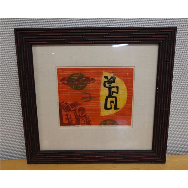 Peril in the Moon Artwork  1971, Wood Framed & Matted 20" x 19"