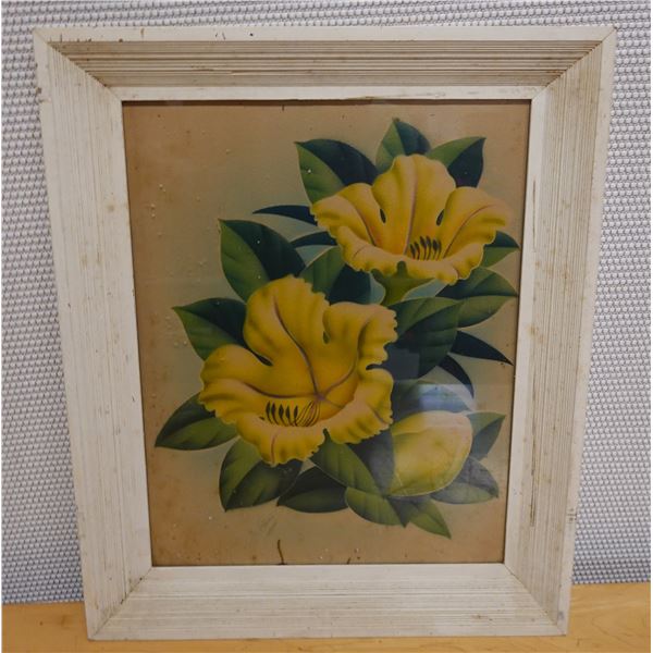 Floral Artwork  by Thomas, Hawaii, Framed 18" x 22"