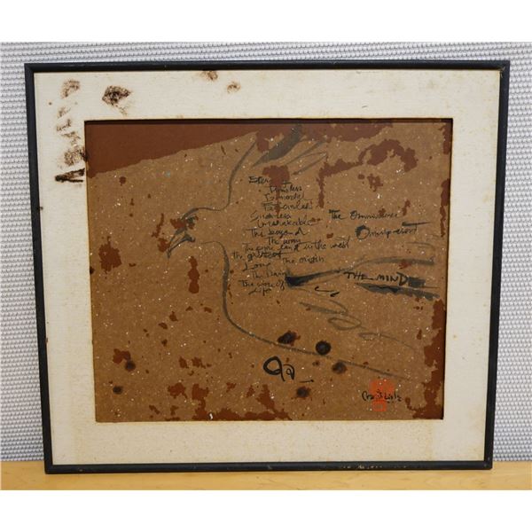 Abstract Artwork w/ Text The Wine of Life, Framed & Matted 25" x 22"