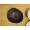 Image 8 : Qty 3 Ceramic Containers: Perforated Dish, Vase & Trinket Box w/ Lid, Misc Sizes