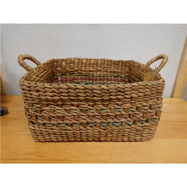 Woven Basket Made in Indonesia w/ Handles 19" x 19" x 10"H