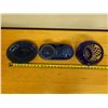 Image 12 : Cobalt Blue Oval Plate, Footed Dish w/ Lid & Sugar Bowl on Tray & Blue Vase w/ Pinwheel Design, Misc