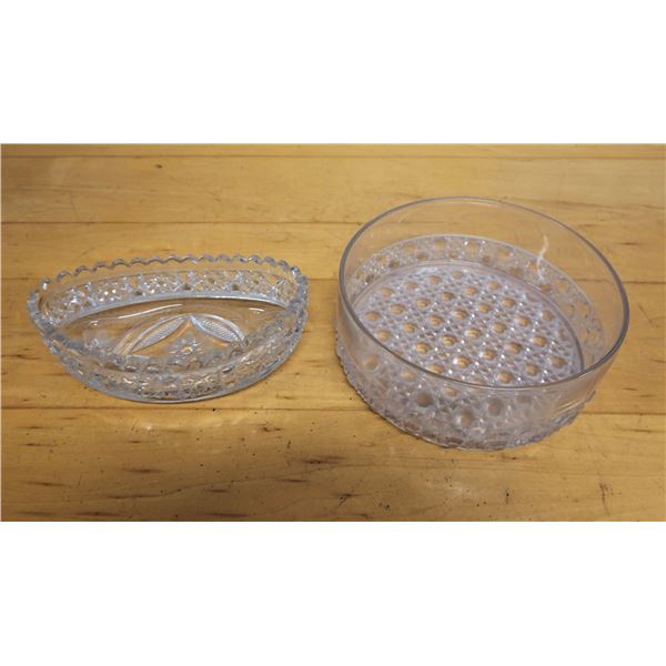 Qty 2 Crystal Candy Dishes, Misc Sizes