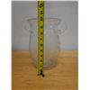 Image 8 : Large Glass Vase w/ Handles & Frosted Hibiscus Design 9" Dia, 10"H