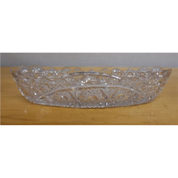 Crystal Candy Dish w/ Scalloped Edges 11" x 4" x 3"H
