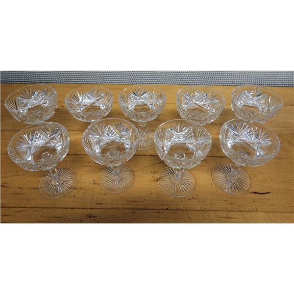 Qty 9 Footed Compote Candy or Sorbet Glasses w/ Pinwheel Design 4" Dia, 5"H