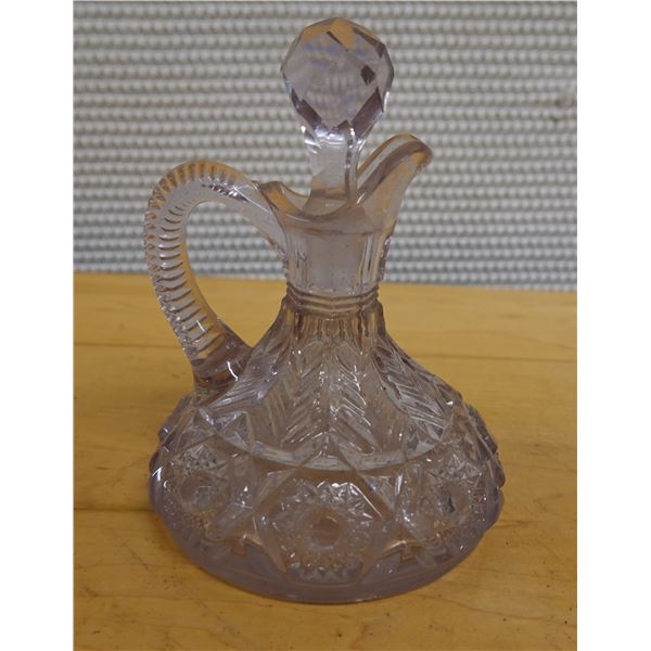 Crystal Cruet Decanter w/ Stopper 3.5" Dia, 4"H (without stopper)