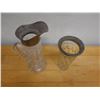 Image 2 : Cut Glass Water Pitcher & Tumbler w/ Metal Accents, Misc Sizes