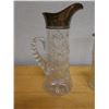 Image 3 : Cut Glass Water Pitcher & Tumbler w/ Metal Accents, Misc Sizes