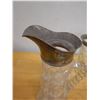 Image 5 : Cut Glass Water Pitcher & Tumbler w/ Metal Accents, Misc Sizes