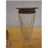 Image 8 : Cut Glass Water Pitcher & Tumbler w/ Metal Accents, Misc Sizes