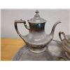 Image 17 : CM Co. & Reed & Barton Set w/ Tea Pot, Creamer, Sugar Bowl w/ Lid, Dish & Urn, Monogrammed w/ Initia