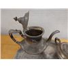 Image 19 : CM Co. & Reed & Barton Set w/ Tea Pot, Creamer, Sugar Bowl w/ Lid, Dish & Urn, Monogrammed w/ Initia