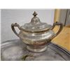 Image 21 : CM Co. & Reed & Barton Set w/ Tea Pot, Creamer, Sugar Bowl w/ Lid, Dish & Urn, Monogrammed w/ Initia