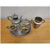 Image 2 : CM Co. & Reed & Barton Set w/ Tea Pot, Creamer, Sugar Bowl w/ Lid, Dish & Urn, Monogrammed w/ Initia